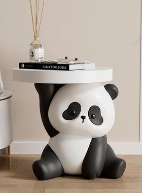 超萌卡通熊猫茶几客厅落地摆头件可爱家旁沙边几床移动居小pxx8SJ