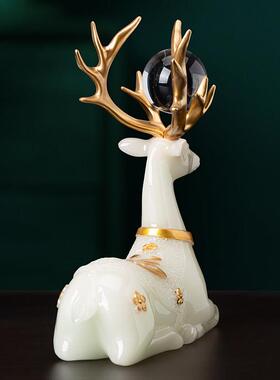 乔迁礼物创意招财鹿摆件客厅酒柜玄关家居摆饰电视柜旁福鹿装饰品