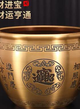 百富铜筒聚宝盆招财宝聚宝盆办公摆件超大户型乔迁开幕礼