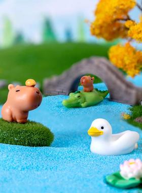 创意可爱水豚卡皮巴拉公仔小物件 蛋糕烘焙装饰品车载桌面小摆件