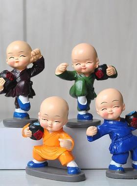 中华武术人物工艺品功夫醉拳小和尚摆件禅意公仔盆景造景装饰道具