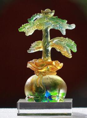 发财树琉璃风水招财摆件居家客厅办公摆放中式装饰乔迁礼品摇钱树