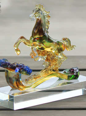 琉璃马摆件马上如意商务礼品家居饰品工艺品送外国客户