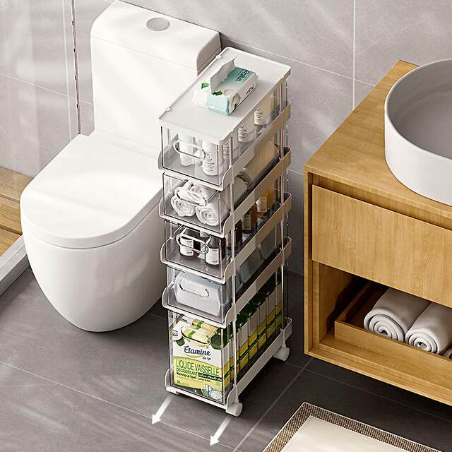 Bathroom and bathroom gap storage rack drawer movable cart toilet floor-standing joint storage rack