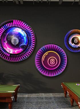 台球厅装饰画黑八宇宙星空桌球室挂画网红棋牌室娱乐会所发光灯画
