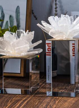 新花球摆件板天然晶石水晶饰品进门2707厅样客间桌面现代简轻约奢
