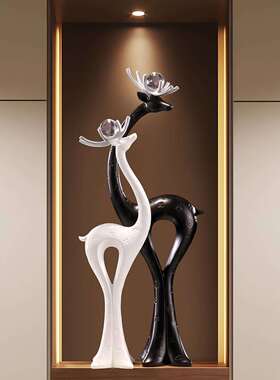 THTLP-11福鹿轻奢高档饰大摆件入户玄关造壁龛客景厅电视鹿柜竖高