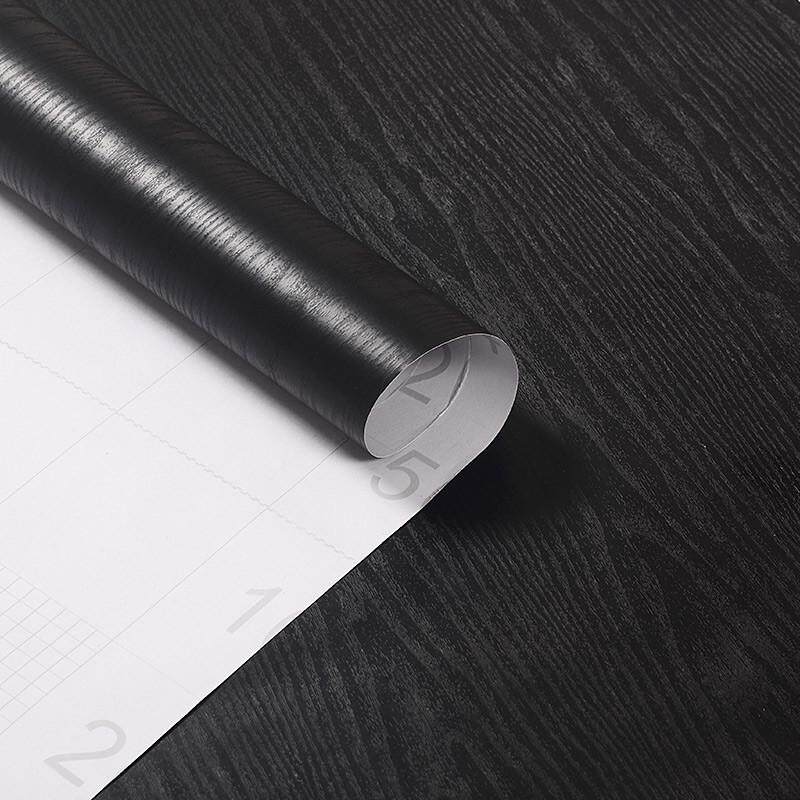 黑色家具翻新贴纸木纹素色PVC自粘墙纸壁纸衣柜现代防水木门纯色,淘宝优惠券,粉丝福利购,淘宝优惠卷