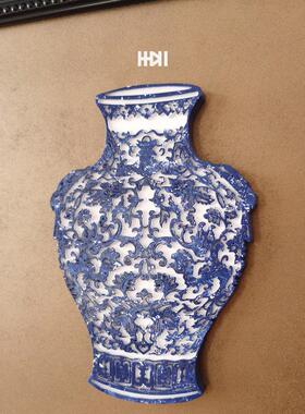 《青花瓷》东方美学液压杆电表箱电表盒遮挡水泥立体浮雕装饰画