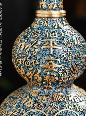 黄铜百福葫芦开口开盖空心福字客厅玄关家居开业挂件卧室门口摆饰