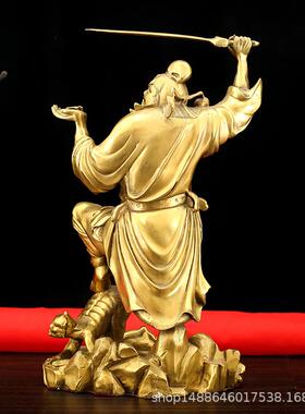 纯铜天师钟馗站像摆件 大小号拿宝剑钟馗 家居玄关工艺品