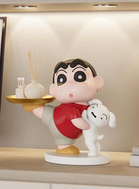 蜡笔小新玄关钥匙收纳摆件托 托盘入户桌面鞋柜置物架客厅家居装