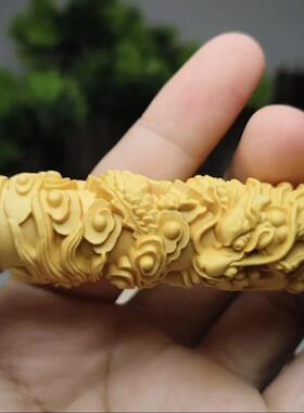 崖柏盘龙柱手把件摆件实木雕刻蟠龙降龙棍子木雕生肖龙家居工艺品