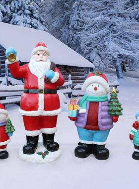 玻璃钢圣诞老人雕塑卡通人物商场景观装饰圣诞节装饰场景布置摆件