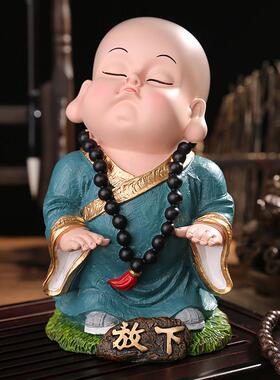 禅意小和尚摆件小沙弥大号书房办公室装饰品可爱创意客厅桌面摆设
