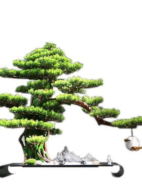 禅宗人工迎宾松木新中国风土家实木装饰品入口入口大厅客厅软装饰