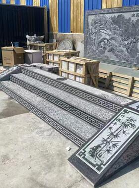 石雕踏步石青石板户外庭院别墅花园地砖天然大理石台阶脚踏石