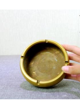 高档铜黄铜烟灰缸纯铜全铜工品客厅书房办公室创意家用摆送艺件