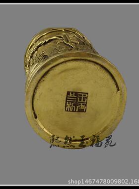 纯铜羲之爱鹅笔筒古玩铜器礼品 黄铜笔筒文房用品工艺品摆件