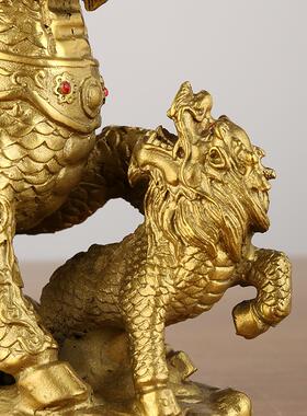 铜件麒麟摆戏黄珠麒麟麟一对火麒带钻221祥云铜器厂家