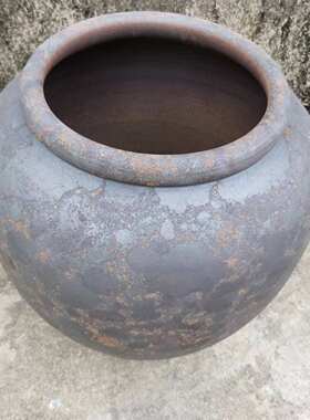 复古粗陶土做旧陶瓷花瓶落地大号花盆景观摆件禅意干支陶罐工艺品
