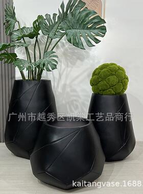 简约玻璃钢室内大花盆组合摆设KTV前台花艺装饰酒店别墅商场