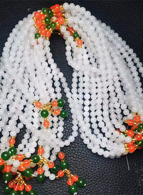 厂家新疆金丝玉糖果手链108颗佛珠4圈白玉石手串直播货源真品