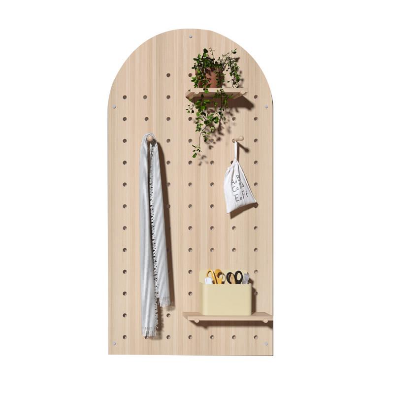 Solid wood hole board custom wall decorative partition shelf Nordic style entrance hanging board living room entrance storage layer
