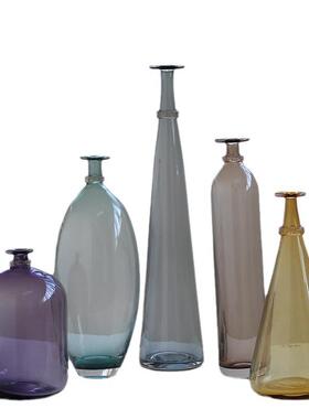 BX玻璃花瓶精磨刻小口摆件餐桌轻奢高档工艺品摆设样板间简约花器