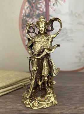 黄铜器佛像韦驮菩萨铜菩萨铜像护法韦陀像伽蓝菩萨神像家居摆件