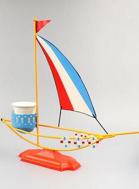一帆风顺帆船笔筒摆件铁皮手工艺品创意办公室橱窗柜书房桌面装饰