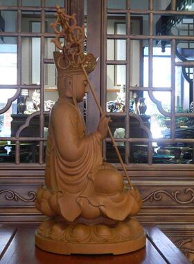 地藏王观世音阿弥陀佛菩萨佛像印尼香樟木彩绘贴金室内供奉摆件