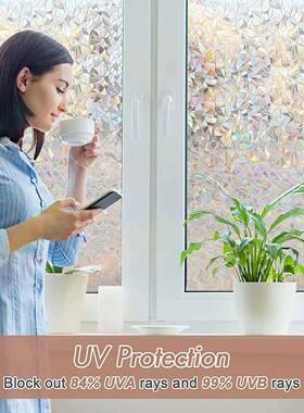 Window Privacy Film Rainbow Static Cling Stained Glass Film