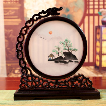 Four great names embroidered handmade embroidery bifacial embroidered bifacial embroidered table screen New Chinese decorative painting