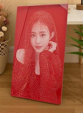 锤子玻璃画 画真人照片非遗敲击琉璃可画 画送女友礼品父母亲七夕
