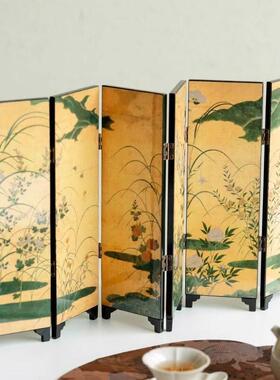 茶间JFI桌双面小茶屏风摆件仿古复配古茶空台漆器摆件茶道件带礼
