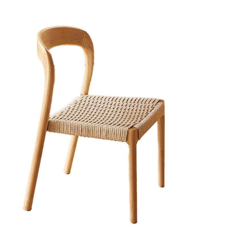 编绳餐椅实木组合北欧风格简约家用餐厅椅子靠背椅书房小户型舒适,淘宝优惠券,粉丝福利购,淘宝优惠卷