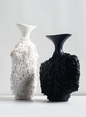 毛毛花器家居客厅玄关装饰品摆件样板间酒店干花瓶设计师艺术摆件