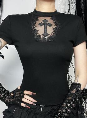 T-shirt cross short sleeved top T恤十字架短袖上衣