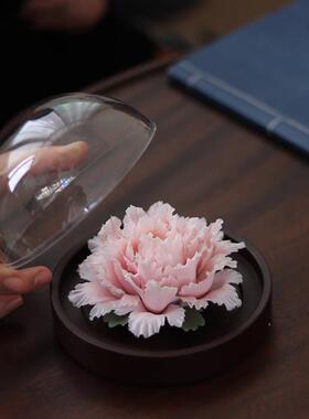 陶瓷非遗手捏瓷牡丹花扩香器装饰摆饰车载薰香女性节日伴手礼物