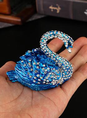 精致天鹅珠宝盒珐琅彩家居摆件工艺品金属收纳盒TrinketBox
