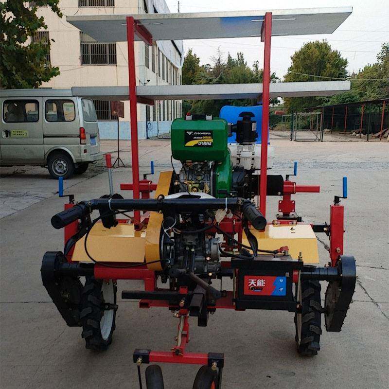 Diesel tractor-pulled pepper, tomato, lettuce and cabbage transplanting machine, rotary tillage, ridging, drip irrigation and film covering