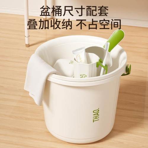 学生宿舍洗漱洗澡六件套装带脸盆牙杯肥皂盒水桶军训用品大号手提 - 图2