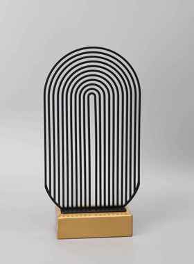 新中式金属黑色屏摆件样板售楼装部书房客房厅家居桌面艺风0006术