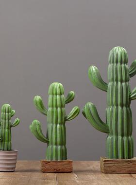 ins北欧彷真仙人掌柱创意家居酒柜宿舍样板间摆设室内装饰品盆栽
