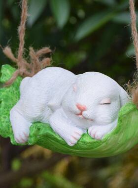 户外创意动物吊饰庭院花园景观装饰别墅摆设卡通树脂青蛙兔子挂件