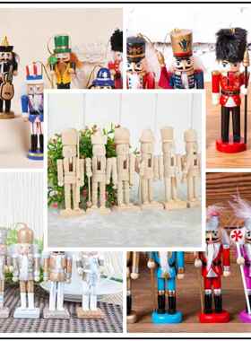 木12CM圣诞挂件彩绘胡桃士兵夹子木偶酒吧餐厅圣诞摆件电视柜装饰