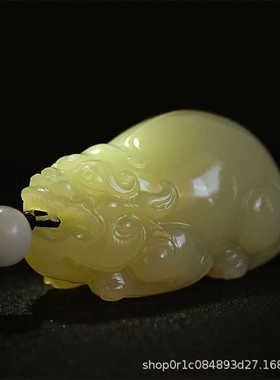 貔貅手把件抓件男女款玉貔貅青白玉阿富汗玉天然玉石把玩件