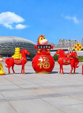 2026新DPN年马玻璃钢雕幼儿园元旦马件年会活动春塑节商场摆装饰