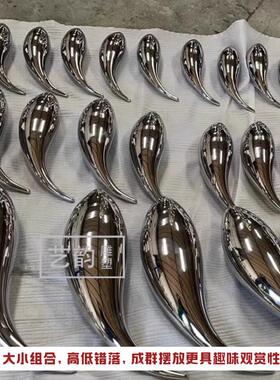 户外不锈钢镜面小鱼群摆件样品屋展示中心水池金属雕塑工艺礼品摆